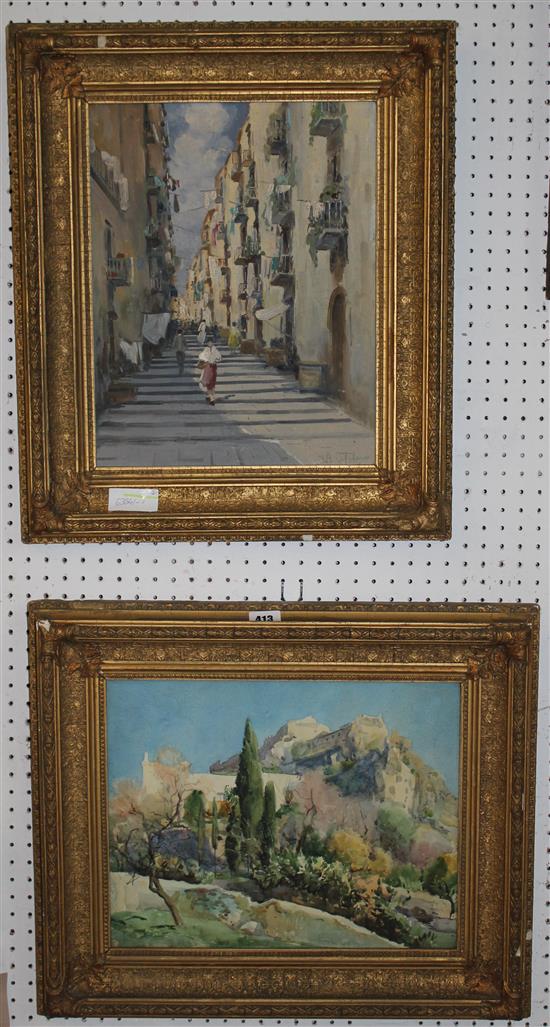 Mediterranean oil, street scene, 1 other similar